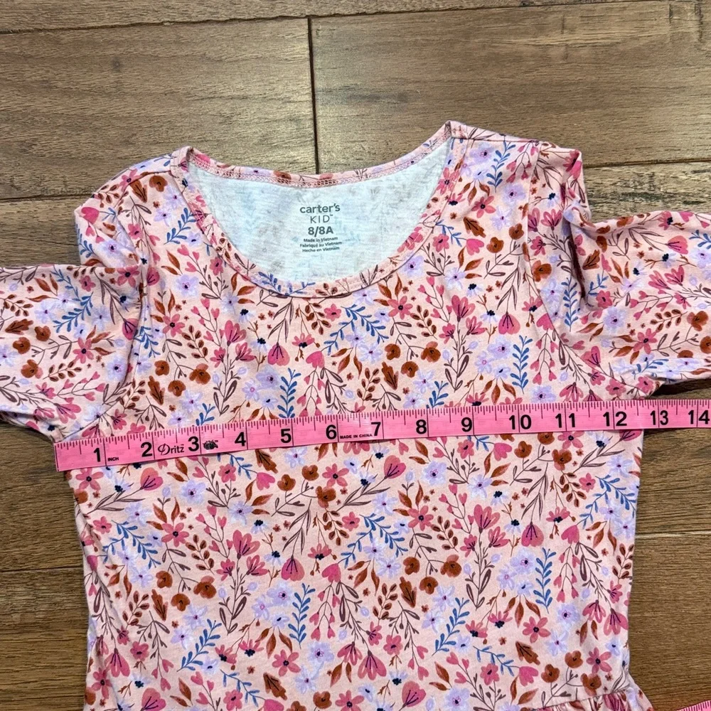 Carter’s KID Girls Pink Multi-colored Floral Long-Sleeve Dress - Size 8/8A